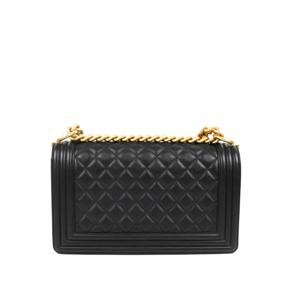 CHANEL Black and Gold Lambskin Boy Bag - Picture 2 of 15